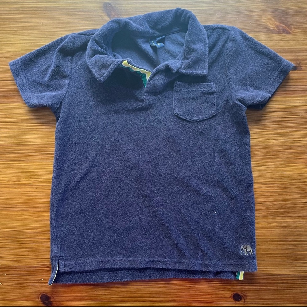 4/$13 Janie And Jack Navy Blue Terry Cloth Polo - Size 5